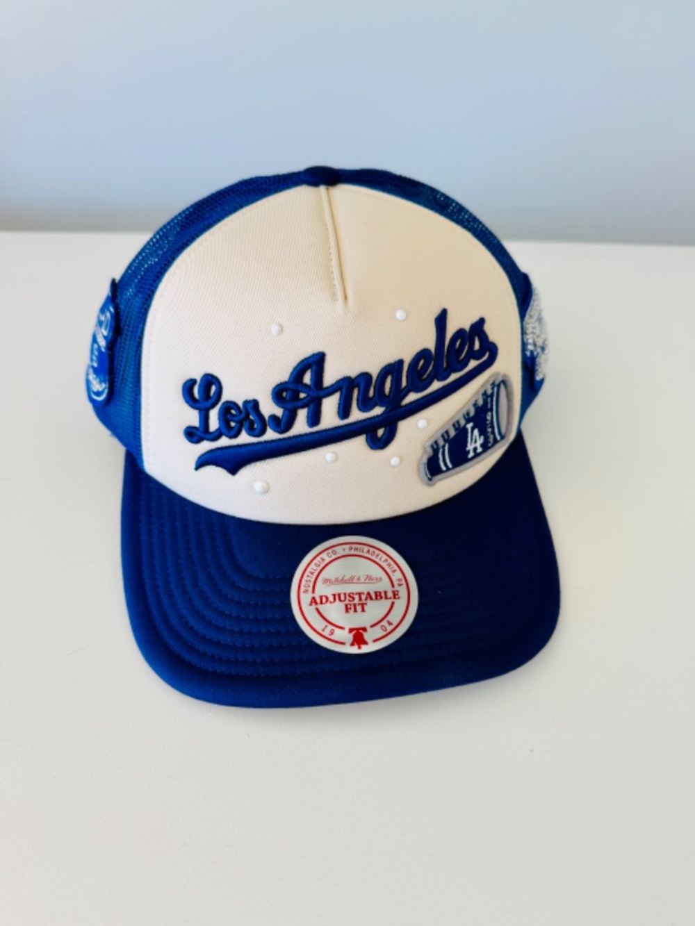 Anthropologie Dodgers Mitchell & Ness MLB Charm Trucker Hat NWT - Picture 2 of 8
